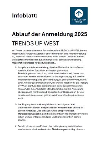 Infoblatt zur Anmeldung DE